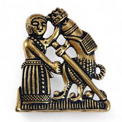 Pendentif médiéval - Couronnement par le phallus, bronze