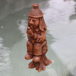 VODNIK - Water Spirit, wooden carved figurine