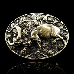 Taurus bull, belt buckle, brass