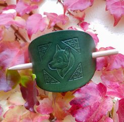 CELTIC BIRDS, hair clip, blue