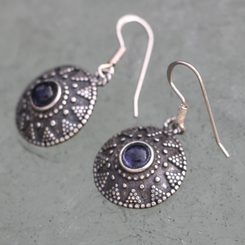 ISOLDA - iolite, boucles d'oreilles en argent