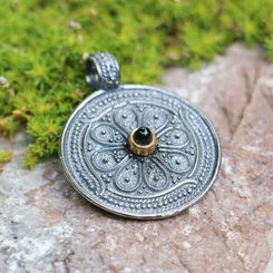VESNA, pagan silver pendant with Moldavite
