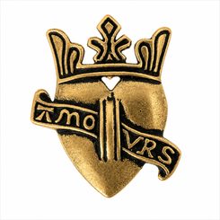 Enseigne de pèlerin médiévale Cœur et Couronne, bronze