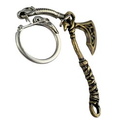 BATTLE AXE, key ring, zinc, old brass