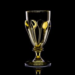 PERCHTA, BOHEMIAN MEDIEVAL GOBLETS, green forest glass, Set of 2