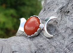 JASPER, red, hair brooch