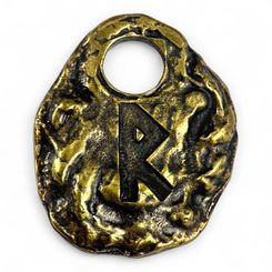RAIDHO - runový amulet, staromosaz