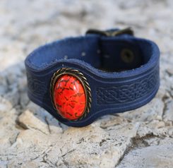 GRACIA leather bracelet with glass