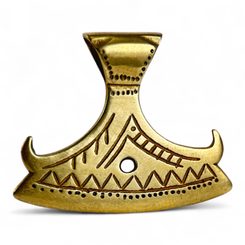 BEARDED AXE OF PERUN, brass Slavic pendant