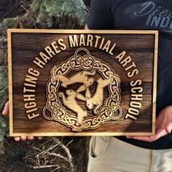 FIGHTING HARES wall decoration 32 x 45 cm