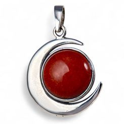 LUNA AND SUN, pendant, sterling silver and jasper
