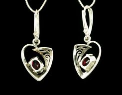 AZTEC, boucles d'oreilles en argent, grenat