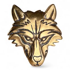 VUK, tête de loup, amulette bronze