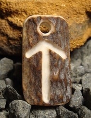 TIWAZ, deer antler rune pendant