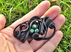 MALACHITE, hair brooch - hair clip
