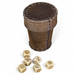 Farkle - Dés avec coupe en cuir, 6 pièces