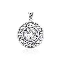 SILVER TRISKELLE IN CIRCLE, pendant