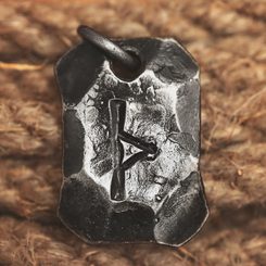 THURISAZ, forged iron rune pendant