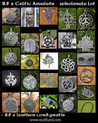 CELTIC TALISMANS, Wholesale Lot of 25 pcs with leather cords