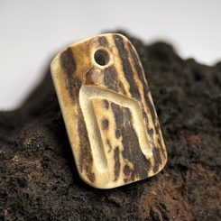 ALGIZ RUNE, deer antler pendant
