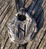 PERTHRO - runic amulet, antic brass