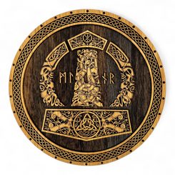 MJÖLLNIR - Marteau de Thor, tableau mural en bois 32cm