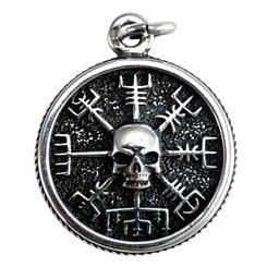VEGVÍSIR SKULL - Rune islandaise, pendentif argent 925