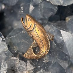 Truite, poissons, pendentif de pêche, zinc ant. laiton