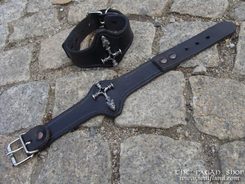 CROIX DU LOUP - bracelet, cuir, zinc