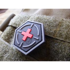 JTG Tactical Medic Red Cross, Hexagon Patch, blackmedic