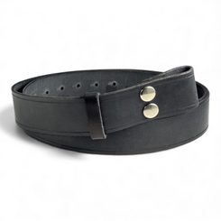 LEATHER BELT with buckle change system, black