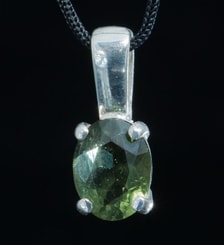 OVAL, Pendentif, Moldavite, coupé, argent 925