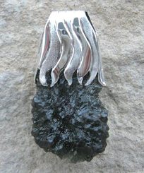 THULE, raw moldavite pendant, sterling silver