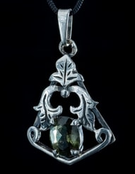 ZEPHYRA, Pendentif, Moldavite, coupé, argent