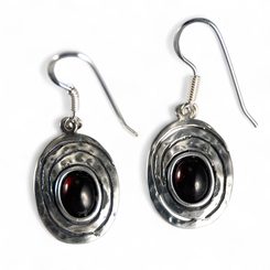 AGARA, earrings, garnet, sterling silver