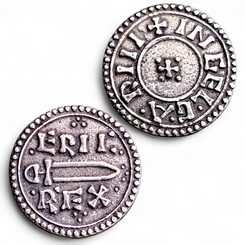 ERIC BLOODAXE, Northumbria, year 952 Replica Viking Coin, Silver 925