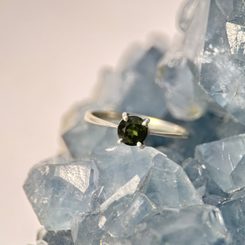 OCULAR, silver ring with Czech Moldavite