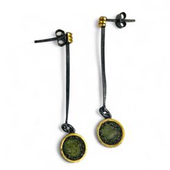 Silver earrings - Moldavite, Ag 925/1000