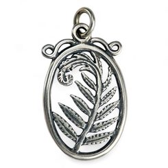 Fougère, pendentif, argent