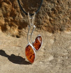 ARINA, amber pendant, sterling silver