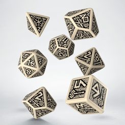 Dwarven Beige and black, Dwarven RPG dice set