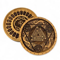 Walnut with ornaments, set of runes FUTHARK and gift box small, 21 cm