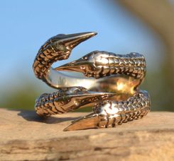 DINOSAUR RING, adjustable size, bronze