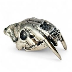 SABRETOOTH TIGER, machairodus - smilodon, large neck pendant, Ag 925, 26g