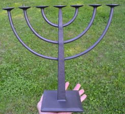 Menorah, forged seven-branched candlestick