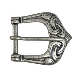 Gürtelschnalle VIking mit geflochtenen Ornamenten, antiksilber