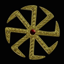 KOLOVRAT avec GARNET, pendentif slave, or 14K