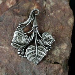 LIME LEAVES, Slavic Tree, pendant, zinc, antique silver