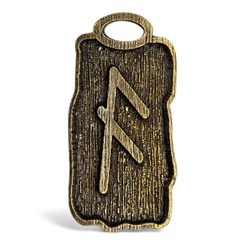 ANSUZ - Rune Pendant, zinc, ant. brass