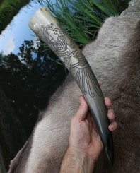 VIKING, carved drinking horn